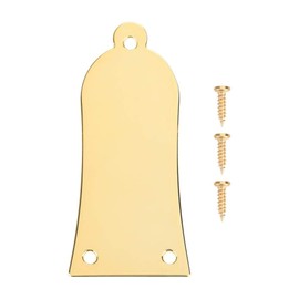 Alomejor Truss Rod Cover, 3 Holes Iron Truss Rod Cover, Bell-Shaped Truss Rod Cover with Screws for Bass Guitar Accessories (Gold)