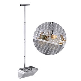 MUSVOH Sand Rake 47.5", Sand Rake for Beach, 11.2" Wide Trapezoidal Basket with 2 Supporting Stems& Teeth,Detachable Long Ergonomic T Handle, Stainless Steel