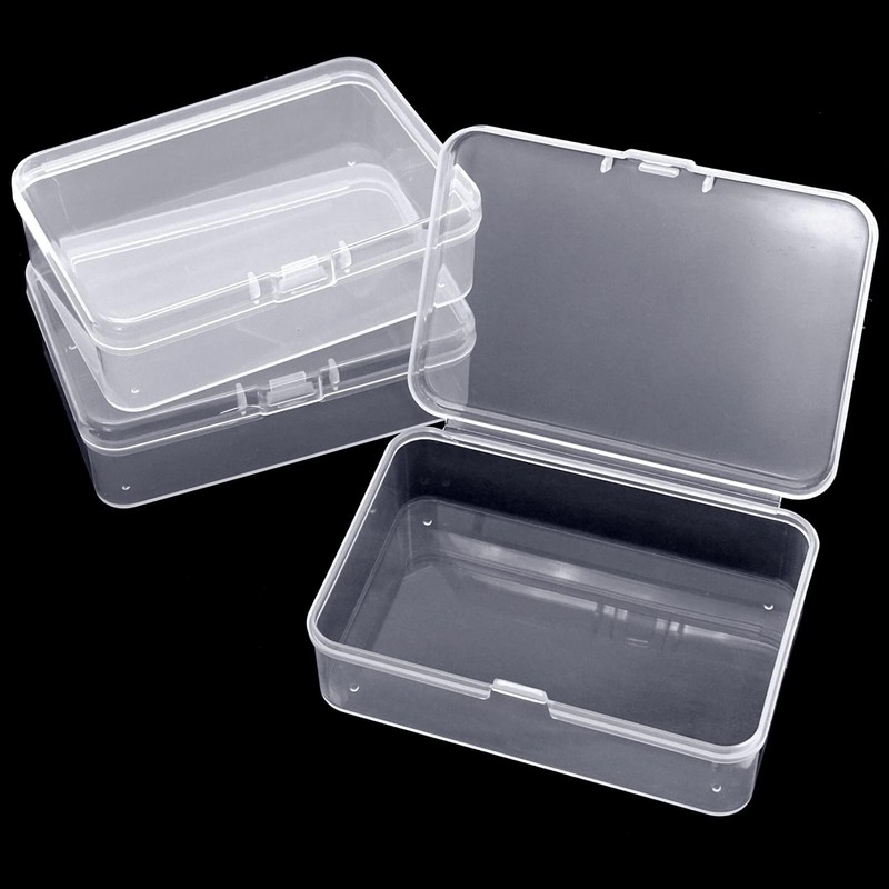 Cisolen 10Pcs Small Plastic Containers with Lids Mini Rectangular Empty