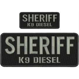 SHERIFF K9 DIESEL EMBROIDERY PATCH 4X10 AND 2X5 HOOK ON BACK BLK/GRAY