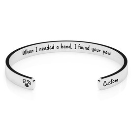 DemiJewelry When I Needed A Hand, I Found Your Paw Dog Pet Memorial Gifts Loss of Dog Personalzed Cuff Bracelet Sympathy Gift
