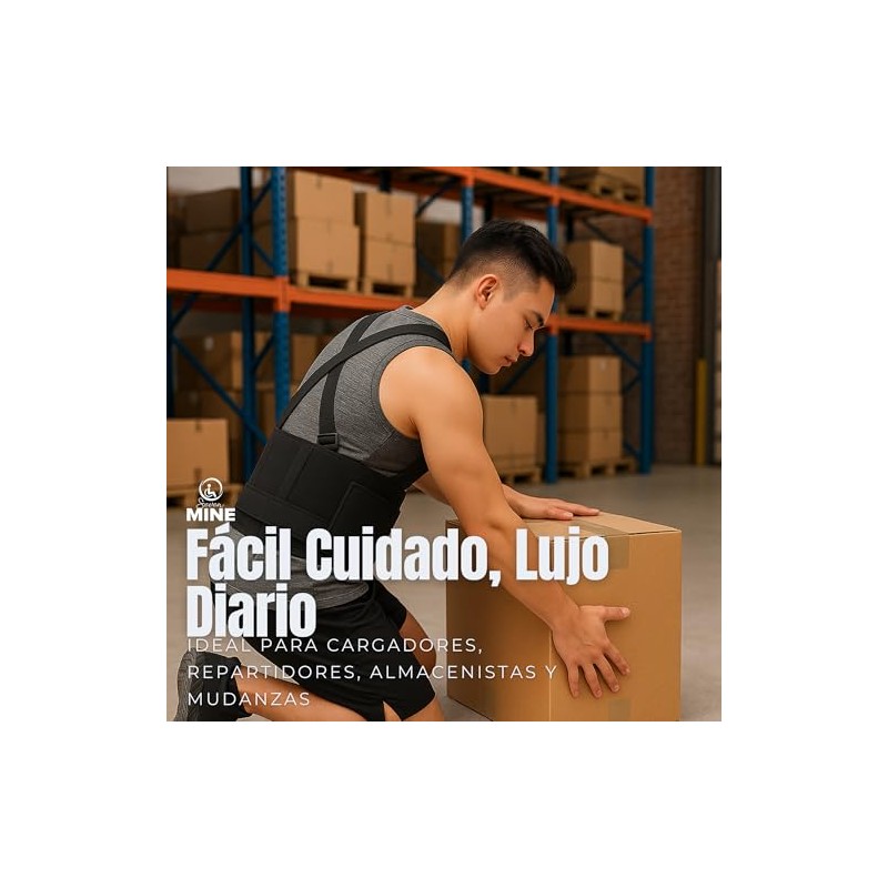 SEVEN MINE Faja Industrial Lumbar con Tirantes | Doble Cierre