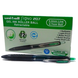Uni-Ball Signo UMN-207E Green Gel Ink 0.7mm Box of 12