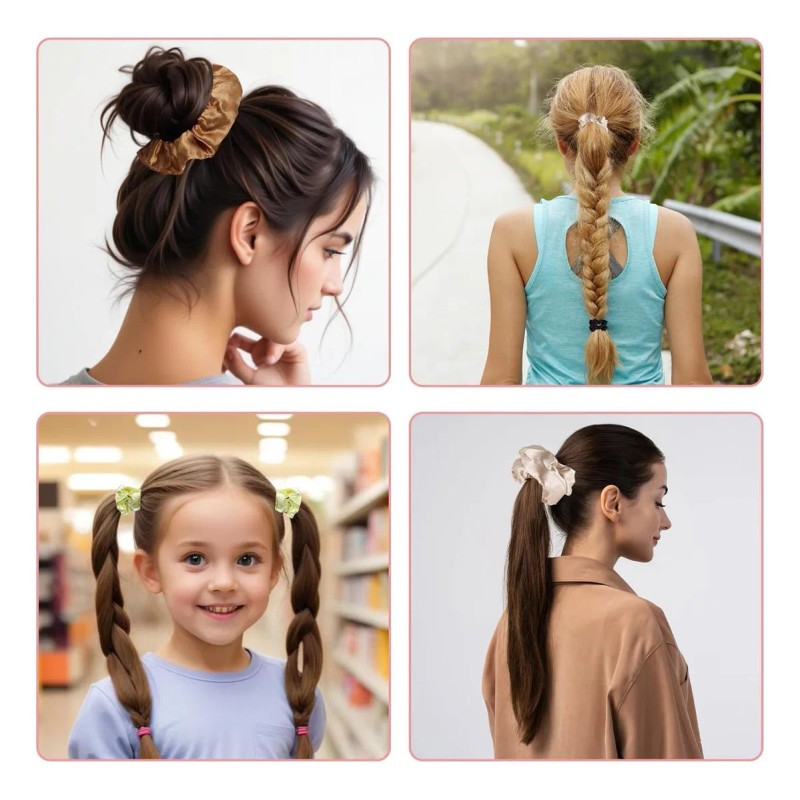 Set De 40 Scrunchies De Satén, Gomas Para El Pelo