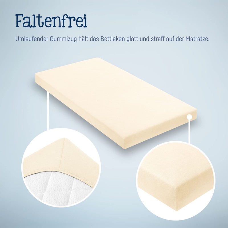 Julius Zöllner Jersey Fitted Sheet for Cots and Bassinets, 90