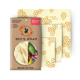 Bee's Wrap Bee's Wrap Reusable Beeswax Food Wraps Made in The USA, Eco Friendly Beeswax Wraps for Food, Sustainable Organic Cotton Wraps, Assorted 3 Pack (S, M, L), Honeycomb