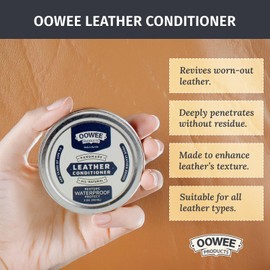 Oowee Leather Conditioner for Boots, Bags, Furniture, Car Seats, & More – Delicate-Safe Leather Balm – Handmade & All-Natural, Deep Conditioning & Waterproofing, Leaves No Residue (2 oz)