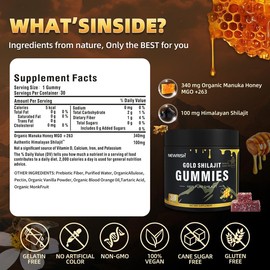 Newrish Pure Shilajit Gummies - Organic Manuka Honey - Boost Energy and Stamina - Men's Energy Supplement - Sports and Fitness - 30 Gummies - 100% Natural:_3 cans