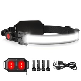 Spriak LED Headlamp USB Rechargeable 1000Lumen 230° Wide-Beam LED Headlight with Red Taillight, Super Bright Headband Light, Waterproof Headlamps for Camping,Hiking, Hard Hat Headlamp
