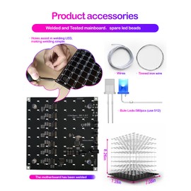 iCubeSmart 3D LED Cube Kit DIY Kit LED Light Cube DIY Electronics 8 x 8 x 8 cm Cube Kit for Electronic Laboratory Creative Gifts Enthusiasts Electronic Course Design