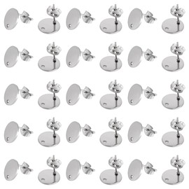 CRAFTYMELODY 100Pcs Earring Posts Stainless Steel Stud Earring Findings Flat Round Earring Posts Blank Earring Stud with Ear Back for Earrings Jewelry Making DIY Women Adults Crafts Suppies 10x1mm
