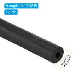 PATIKIL 8.5mm ID x 12mm OD x 1m Long Pipe Insulation Foam Tube, 2pcs Pipe Cover Wrap Roll EPDM Bar Tubing for Handle Grip Guitar Stand AC Units, Exercise Machine Handle, Black