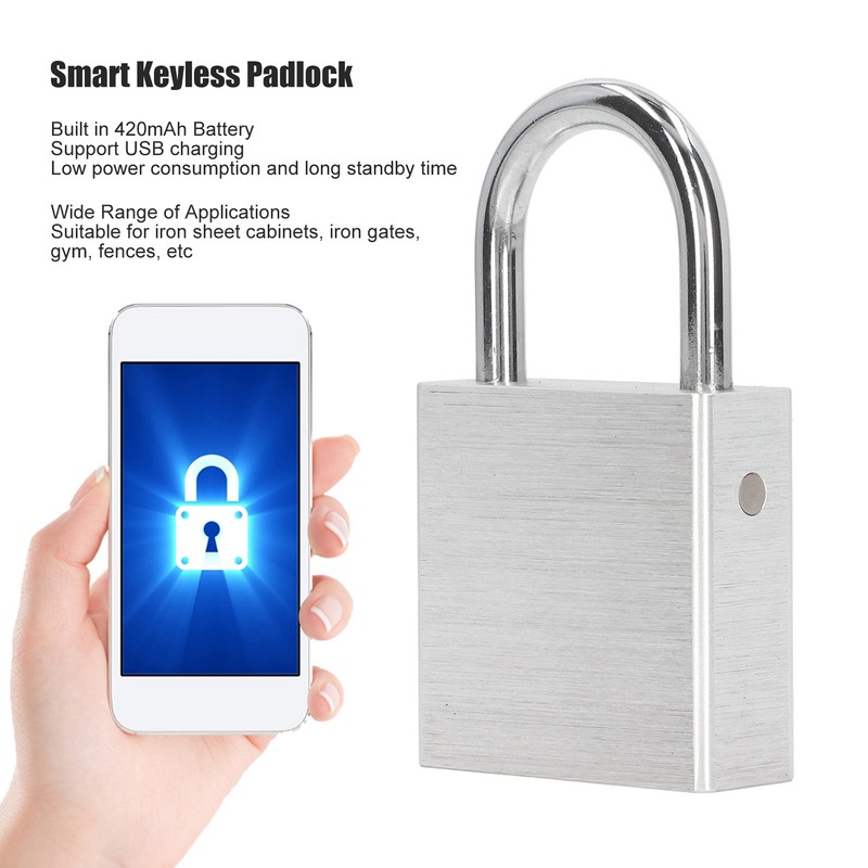Bluetooth Padlock USB Rechargeable APP Control Impact Resistant Smart Padlock