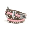 ARIAT Youth Girls Floral Lace Inset Studded Belt, Brown/Pink, 20