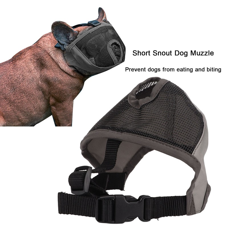 Adjustable Bulldog Mask Bite and Barking Dog Muzzle Eye Closed