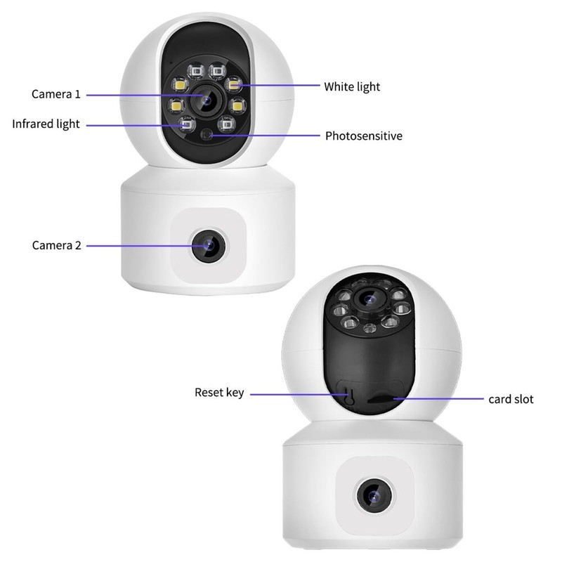 Denash Dual Lens Security Camera, 1080P HD Wireless with 355°