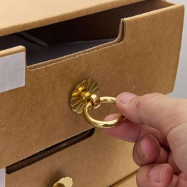 JEATHA 6Pcs Antique Cabinet Ring Pulls Brass Pulls with Screws Drawer Knobs Handles for Dresser Cupboard Gold 2.5cm