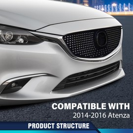 PIT66 Front Bumper Upper Mesh Hood Grille Grill Compatible with 2014-2016 Mazda 6 Atenza 2014 2015 2016