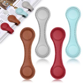 WONVOC 4 PCS Magnetic Bookmarks, Leather Magnetic Bookmarks for Women Men, Double-Sided Magnetic Book Mark Clip for Book Lovers Readers Teachers Students