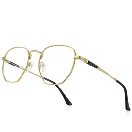 RB.Pilot Classic Square Polygon Reading Glasses for Men Women Light Blocking Computer Readers Spring Hinge Metal Frame