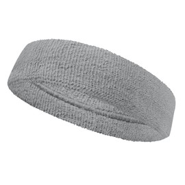 COUVER Sweatbands Sports Headband Moisture Wicking Athletic Cotton Terry Cloth Sweatband for Tennis, Basketball, Running, Gym, Working Out for Men & Women Multi-Packs - Light Gray