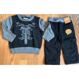 Gymboree Boys Separates sold as 2 pc set Motorcycle Sweater lined Pants 12-18 M