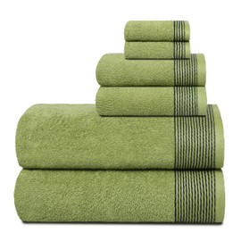 Belizzi Home 100% Cotton Ultra Soft 6 Pack Towel Set, Contains 2 Bath Towels 28x55 inchs, 2 Hand Towels 16x24 inchs & 2 Washcloths 12x12 inchs, Compact Lightweight & Highly Absorbant - Kiwi Green