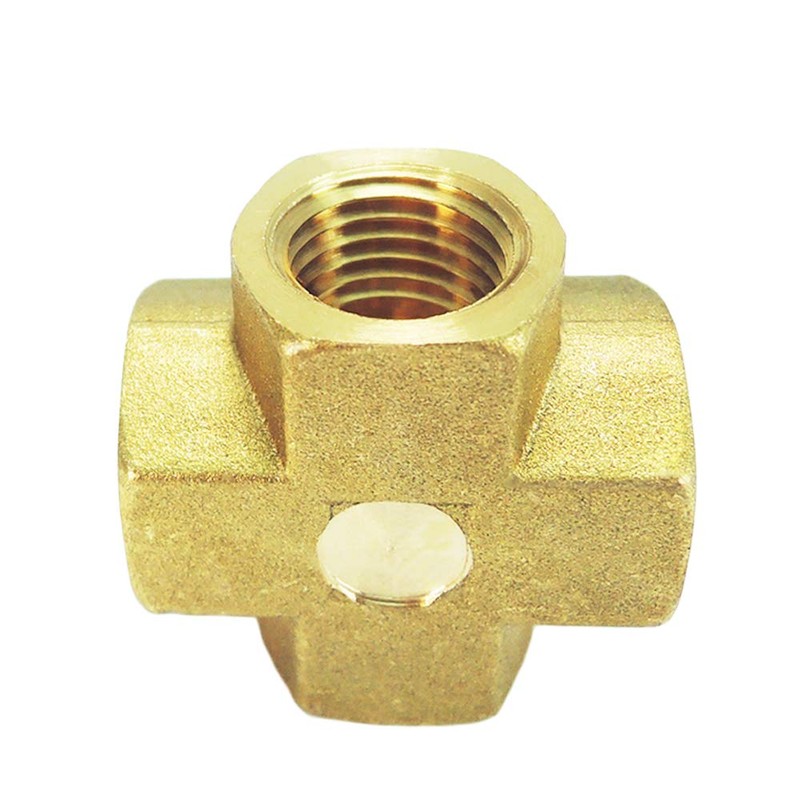 Nigo Industrial Co. Forged Brass Pipe Fitting, 4-Way Tee, Female