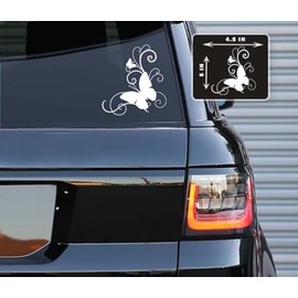 Printbeat Butterflies Design Vinyl Decals Stickers for Cars, Vans, Trucks, and laptops (White 5x4.5)