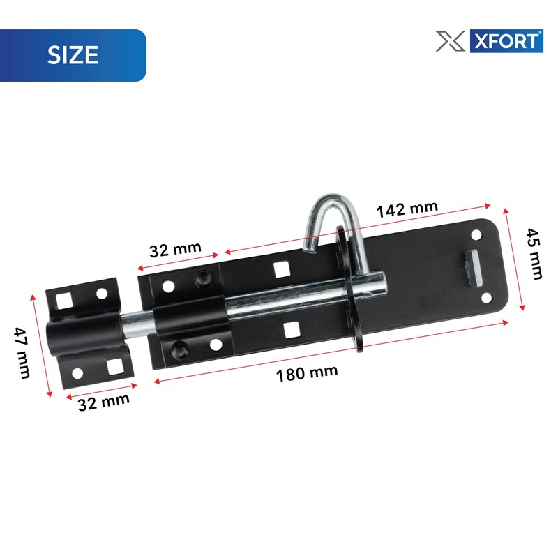 XFORT® 2 Pack Brenton Strong Sliding Lockable Padbolt 150mm (6")
