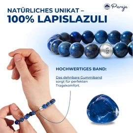 PURAJA Gemstone Bracelet Made of Real Natural Stone | 8 mm Ball Bracelet with 925 Sterling Silver Pearl, One size, Gemstone, Aventurine
