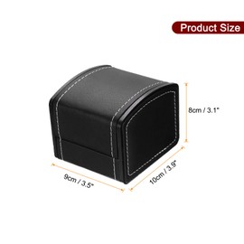 sourcing map Single Watch Case, PU Leather Watch Travel Storage Display Box for Men Women with Removable Cushion, Portable Watch Holder Organizer For Most Watches, Black, Arc-Shaped