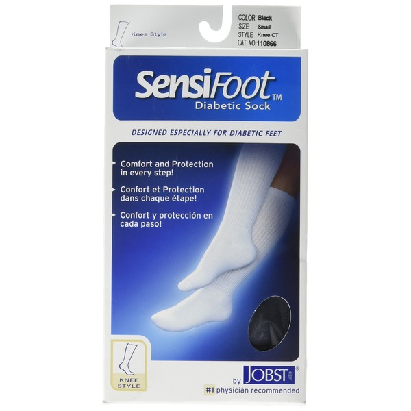JOBST Sensifoot Closed Toe Knee Socks, Black, Small