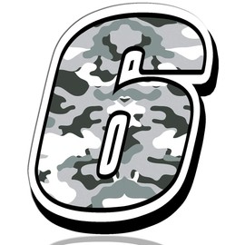 Biomar Labs® 1 x Vinyl Sticker Gray Military Camouflage Auto Moto Motocross Motosport Start Racing Number 6 Rally Race Car Bike Motorcycle Tuning N 236