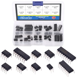 Glarks 50pcs 10 Types Integrated Circuit Chip IC Chip Assortment Kit OPAMP Single Precision Timer PWM Including LM324 LM358 LM386 LM393 UA741 NE5532 NE555 PC817 ULN2003 ULN2803