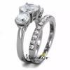 Marimor Jewelry 4.17Ct Round Cut 3 Stone Stainless Steel Engagement