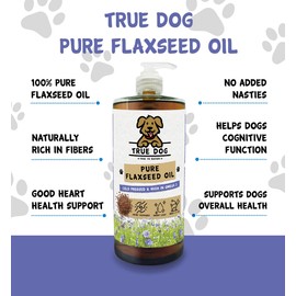 True Dog Flaxseed Oil for Dogs 500ml | Natural Omega 3 Supplement for Dogs & Cats, Linseed Oil, Joint, Skin & Coat Support