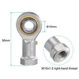 uxcell 2pcs PHS10 0.4 inch (10 mm) Bore Rod End Bearing M10x1.5 Female Right Thread, Self Lubricating Rod End Joint with Lock Nut