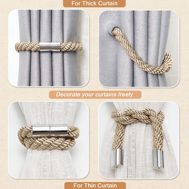 Heatunk 2 Pack Modern Magnetic Curtain Tiebacks – Stylish Drapery