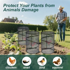 QUDUNDUN Pop Up Plant Covers 6 Pack - Instant Garden Protection with 12 Pins & 6 Labels | Insect Bird for Vegetables Flowers Seedlings | Reusable Easy Setup (Black)