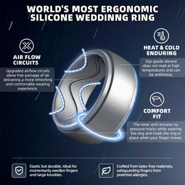 Egnaro Men's Silicone Rings 10mm Wide 2.5mm Thick, Rubber Wedding Bands with Inner Arc Ergonomic Breathable Design, 1/4/5/7 Variety Multipack