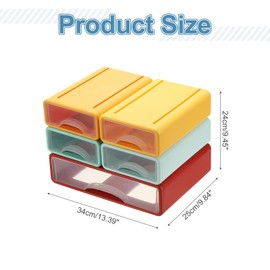 PATIKIL Small Stackable Storage Drawers, Stacking Drawers Desk Bathroom Storage Organizer Cute Drawer Organizer Plastic for Desktop Office Pens Makeup, 5Pcs, Yellow/Orange/Blue/Green/Red