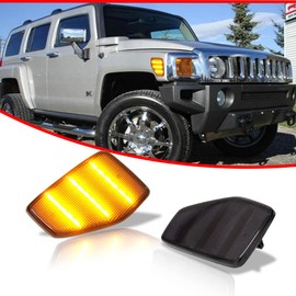 KENRTIR For 2006 2007 2008 2009 2010 HUMMER H3 Front Fender Side Marker Light Smoked Lens Amber LED Sidemarker Lamp