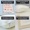 speecheese Herzen Kissen mit Spruch Ich Liebe Dich mehr! Ende.
