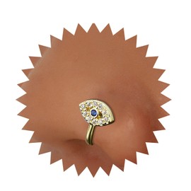 Inateannal Boho Crystal Evil Eye Nose Ring Gold Fake Septum Nose Rings U Shaped Clip On Nose Stud CZ Eye Nose Ring Cuff Evil Eye Not Piercing Nose Ring Jewellery for Women Girls, Stainless Steel