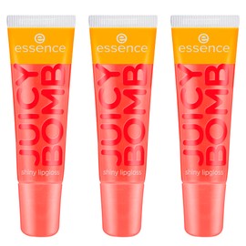 essence Juicy Bomb Shiny Lip Gloss No. 103 Orange, shiny radiantly fresh, shimmer, vegan, alcohol-free, paraben-free, free from microplastic particles, pack of 3 (3 x 10 ml)