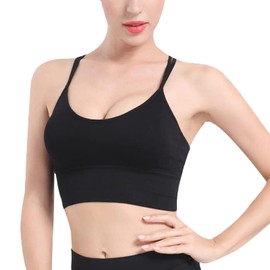 HANERDUN Women's Sports Bra, Yoga Bra with Padding, Seamless, No Underwire and Good Support, Breathable Strap Design, Medium Strength for Fitness, Running, Jogging