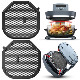 2 Pcs Air Fryer Splatter Screen for AS101DG Air Fryer, Reusable Heat-Resistant Oil Splash Guard, Glass Air Fryer Accessories