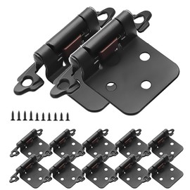 12 Pack Kitchen Cabinet Doors Hinges Black, Self Closing Overlay Face Mount Cupboard Hinges with Screws(6 Pairs)