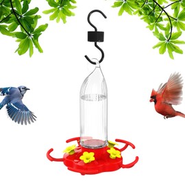 Hummingbird Feeders | Hangable Yard Bird Feeder 470ml | 5 Ports Hummingbird Feeding Bottle with Ant-Proof Hook Garden Decoration for Enthusiasts Family Porch Patio Deck Indoor Backyard